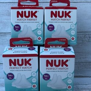 4 X NUK Perfect Match Medium Flow Baby Bottle Replacement Nipples Anti Colic 1m+